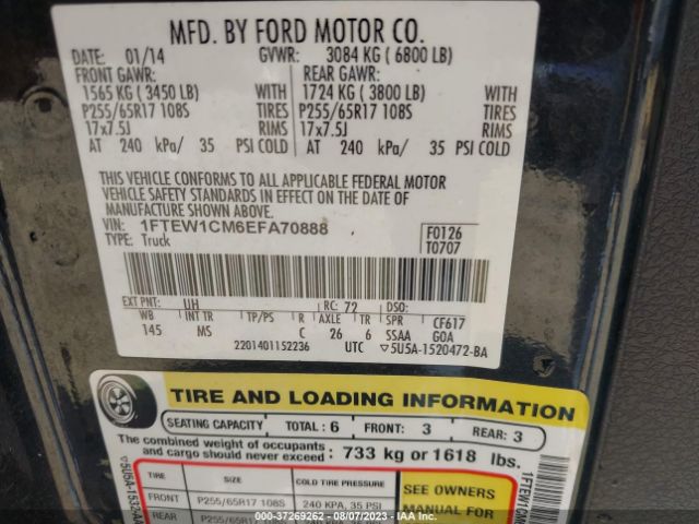 1FTEW1CM6EFA70888 Ford F-150 Xl/stx/xlt
