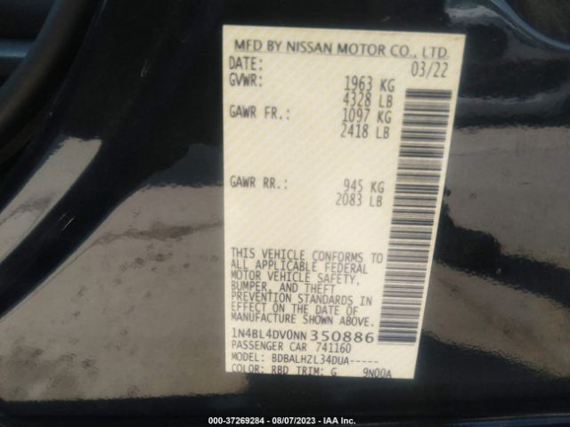 1N4BL4DV0NN350886 Nissan Altima 2.5 Sv