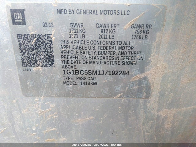 Chevrolet CRUZE LS 2018 1G1BC5SM1J7192284 Image 9