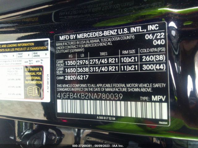 4JGFB4KB2NA780039 Mercedes-Benz Gle Gle 350