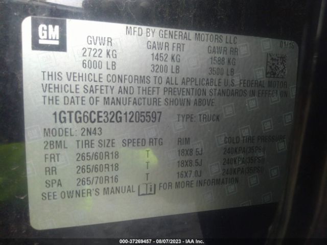 1GTG6CE32G1205597 GMC Canyon 4wd Sle