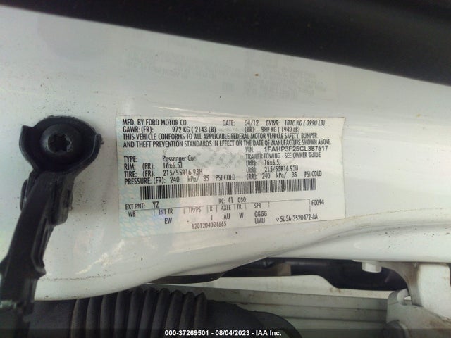 2012 FORD FOCUS SE VIN: 1FAHP3F25CL387517