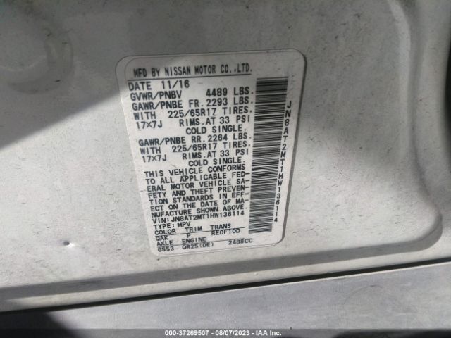 JN8AT2MT1HW136114 Nissan ROGUE S