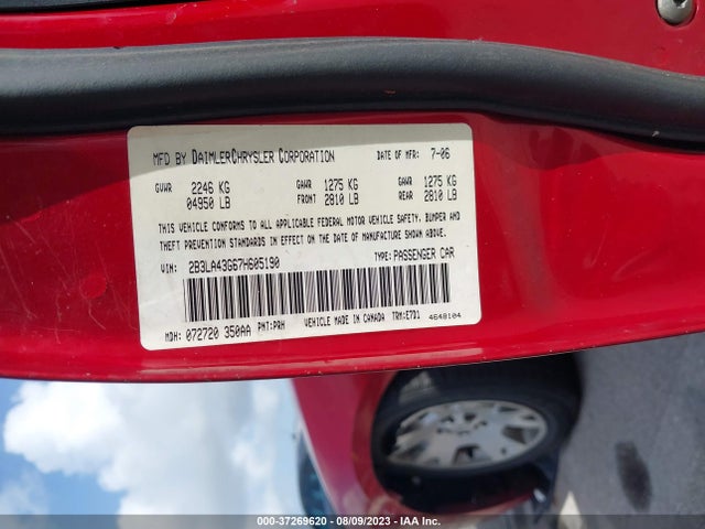 2007 DODGE CHARGER VIN: 2B3LA43G67H605190