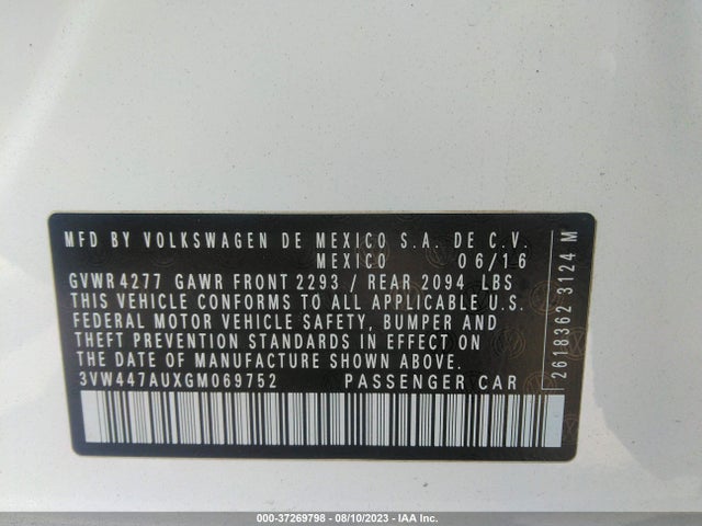 3VW447AUXGM069752 Volkswagen Golf Gti Autobahn W