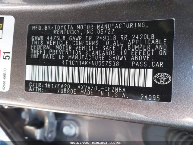 Toyota CAMRY LE 2022 4T1C11AK4NU057538 Image 16