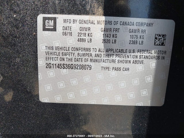 Chevrolet IMPALA LTZ 2016 2G1145S36G9208079 Image 9
