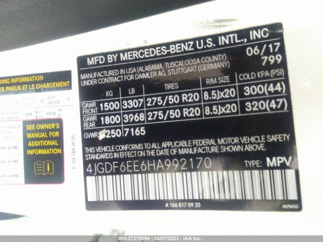 4JGDF6EE6HA992170 Mercedes-Benz Gls Gls 450