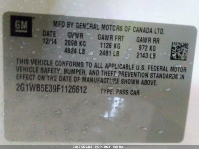 2015 CHEVROLET IMPALA LIMITED LT VIN: 2G1WB5E39F1126612