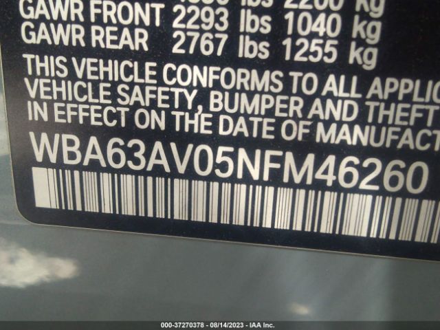 WBA63AV05NFM46260 BMW 4 Series 430i