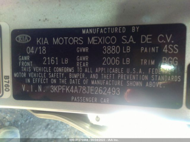 3KPFK4A78JE262493 KIA FORTE LX