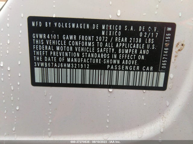 3VWB67AJ6HM321912 Volkswagen Jetta 1.4t Se