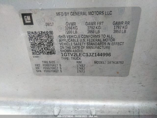 1GTV2LEC1JZ144996 GMC SIERRA 1500