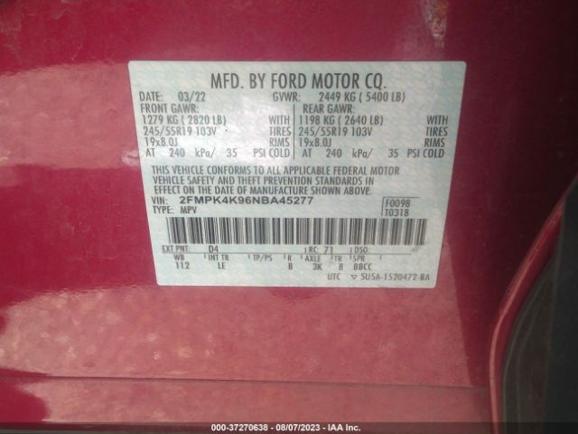 2FMPK4K96NBA45277 Ford Edge Titanium
