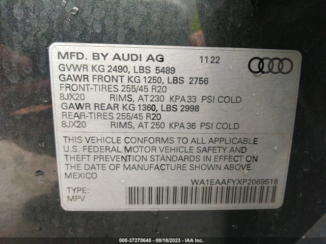 WA1EAAFYXP2069518 Audi Q5 S Line Premium Plus