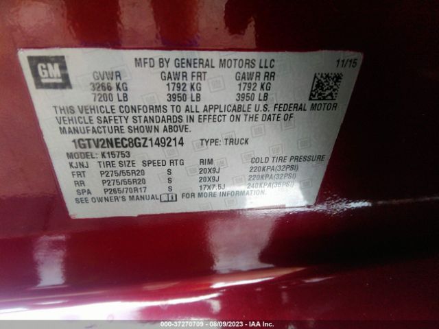 1GTV2NEC8GZ149214 GMC Sierra 1500 Slt