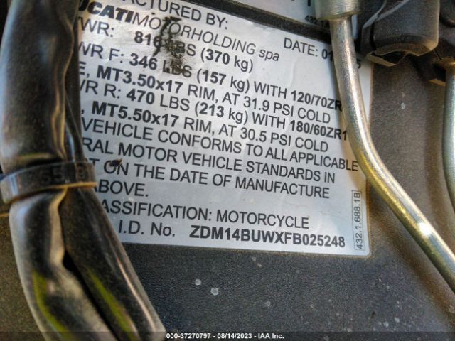 2015 DUCATI SUPERBIKE ZDM14BUWXFB025248 Photo 9