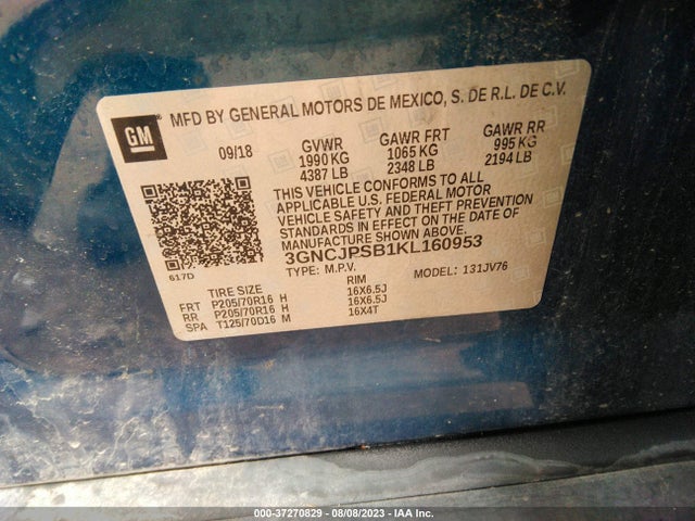 Chevrolet Trax Lt 2019 3GNCJPSB1KL160953 Image 9