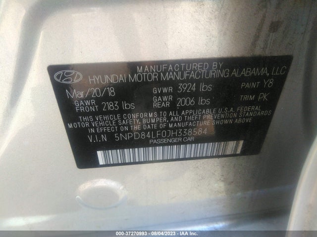 Hyundai ELANTRA SEL 2018 5NPD84LF0JH338584 Image 15