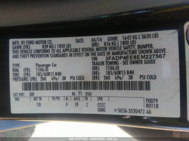 3FADP4EE8EM227567 Ford FIESTA SE
