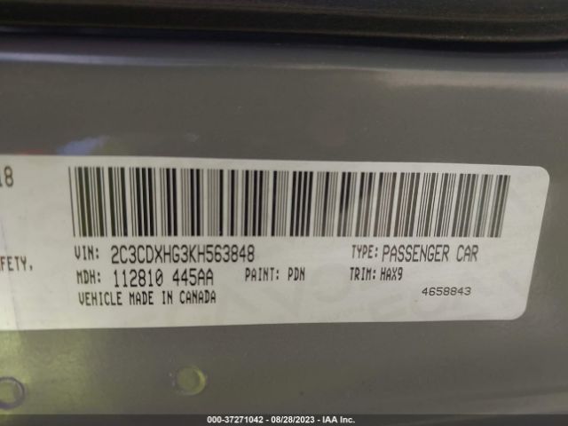 2C3CDXHG3KH563848 Dodge CHARGER GT