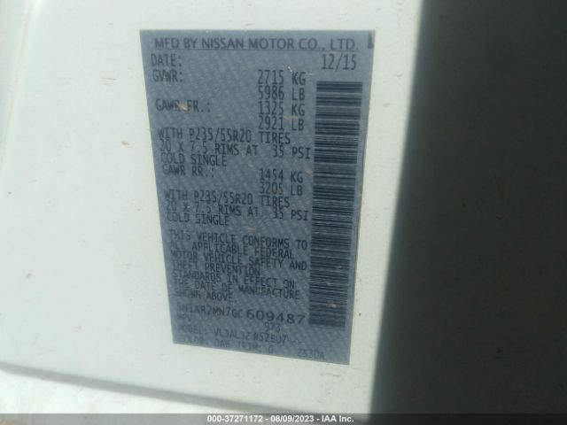 5N1AR2MN7GC609487 Nissan Pathfinder Platinum