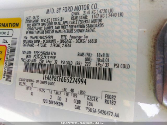 1FA6P8CF6G5224994 Ford MUSTANG GT