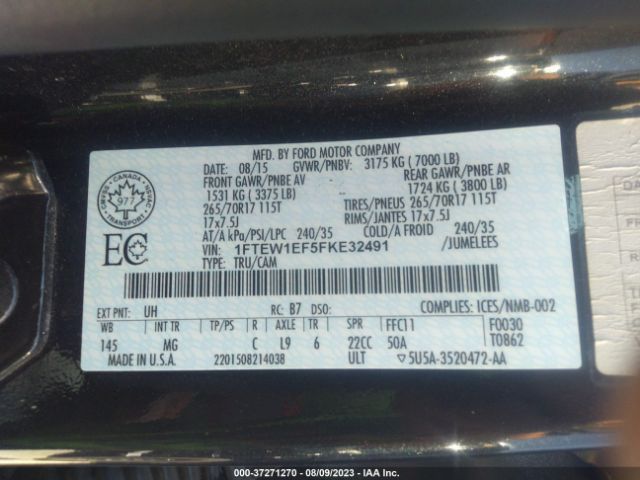 1FTEW1EF5FKE32491 Ford F-150 Xlt/xl/lariat/platinum