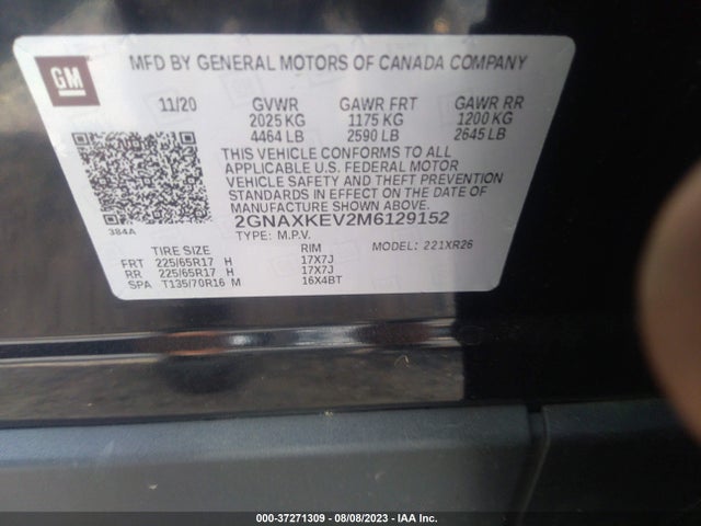 Chevrolet EQUINOX LT 2021 2GNAXKEV2M6129152 Image 9