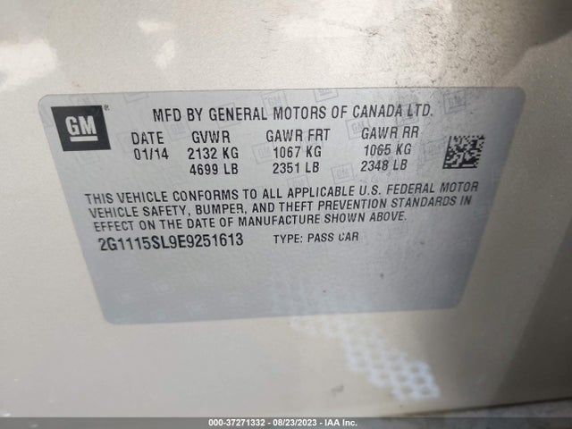 Chevrolet IMPALA LT 2014 2G1115SL9E9251613 Image 9
