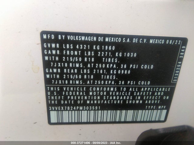 3VVEX7B24PM303591 Volkswagen TAOS SE