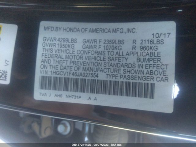 1HGCV1F46JA027554 Honda Accord Sedan Ex 1.5t