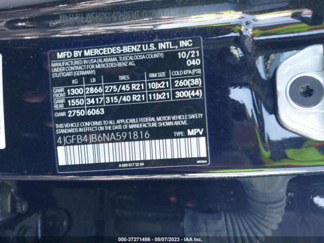 4JGFB4JB6NA591816 Mercedes-Benz GLE 350