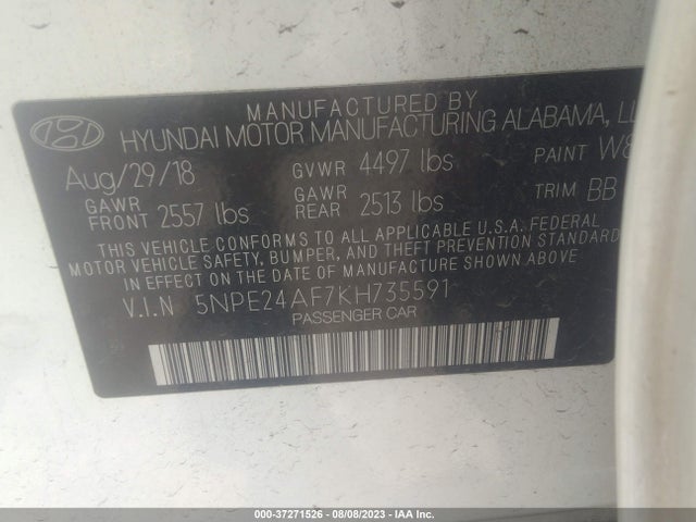 Hyundai SONATA SE 2019 5NPE24AF7KH735591 Image 14