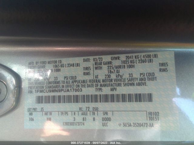 1FMCU9MN9PUA17003 Ford Escape St-line