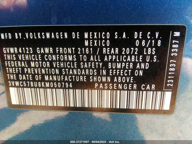 3VWC57BU8KM050794 Volkswagen Jetta S/se/r-line