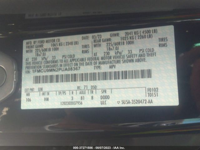 1FMCU9MN2PUA08367 Ford Escape St-line