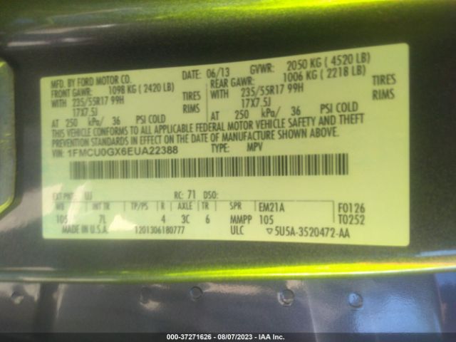 1FMCU0GX6EUA22388 Ford ESCAPE SE