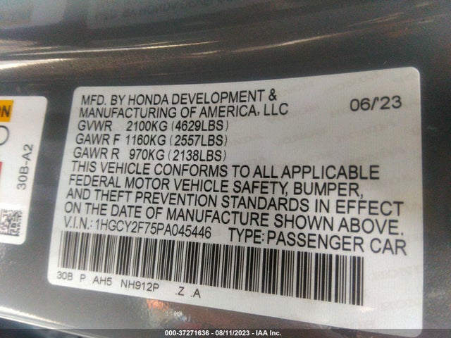 2023 HONDA ACCORD HYBRID SPORT-L VIN: 1HGCY2F75PA045446