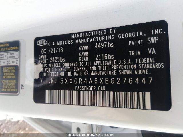 5XXGR4A6XEG276447 KIA Optima Sxl Turbo