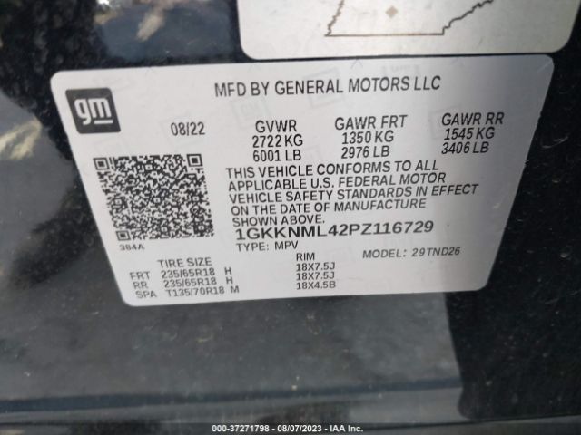 1GKKNML42PZ116729 GMC ACADIA SLT