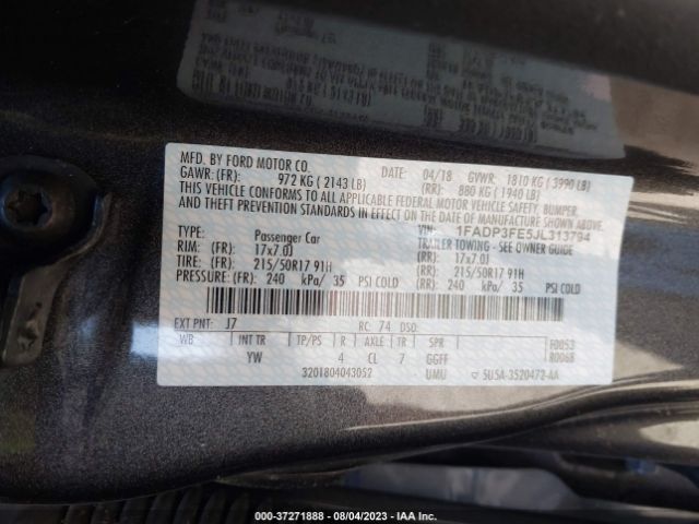 1FADP3FE5JL313794 Ford FOCUS SE
