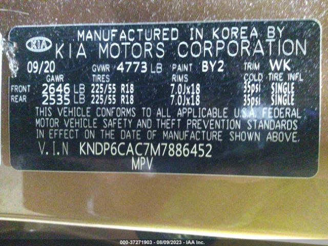 KNDP6CAC7M7886452 KIA SPORTAGE S