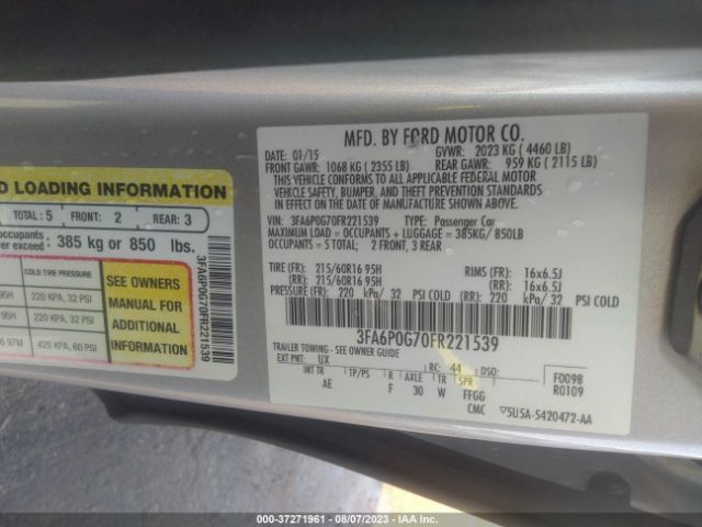 3FA6P0G70FR221539 Ford FUSION S
