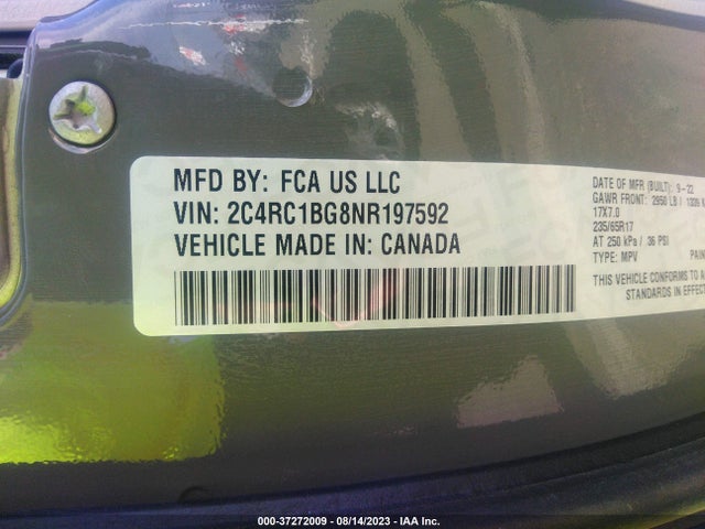 2C4RC1BG8NR197592 Chrysler Pacifica Touring L
