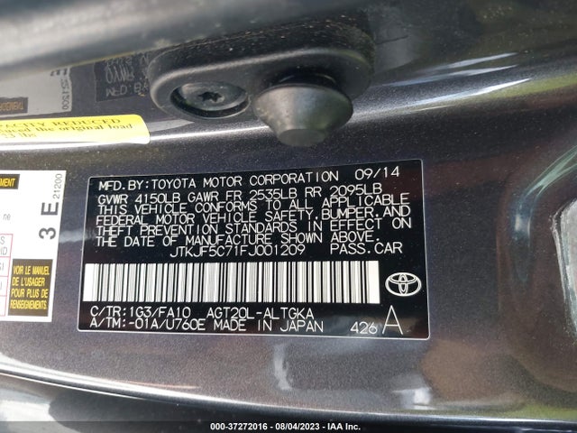 JTKJF5C71FJ001209 Scion TC