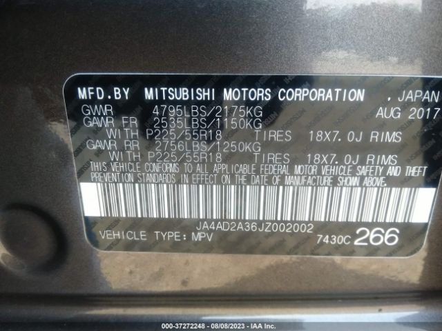 2018 MITSUBISHI OUTLANDER JA4AD2A36JZ002002 Photo 8