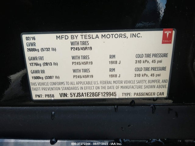 5YJSA1E28GF129945 Tesla Model S 90d/70d/75d/60d/85d
