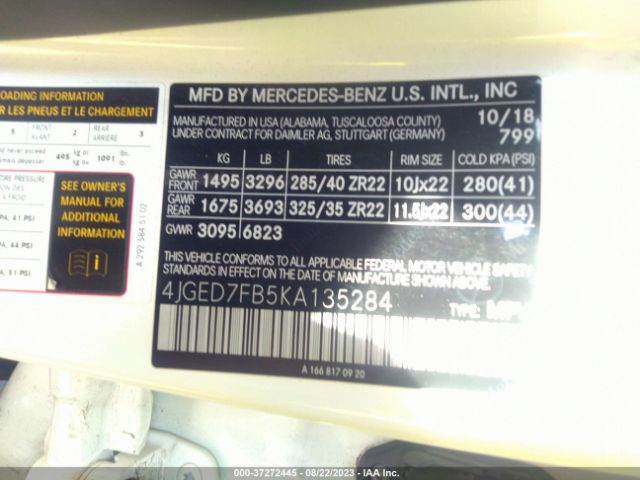 4JGED7FB5KA135284 Mercedes-Benz Gle Amg Gle 63 S