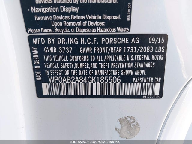 2016 Porsche Cayman, VIN: WP0AB2A84GK185506